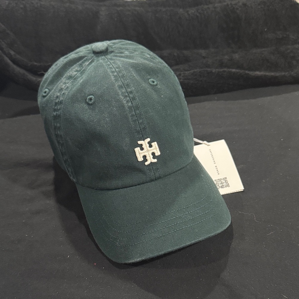 Tory Burch Forest Green Logo Baseball Cap